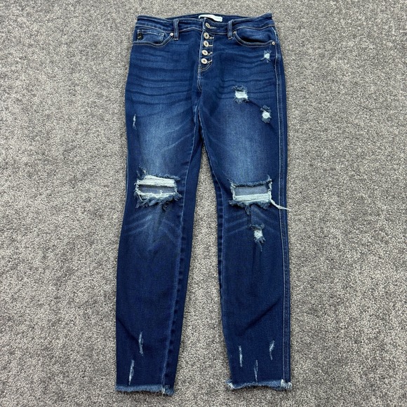 KanCan Jeans Womens 28 Blue Ankle Stretch Medium Wash Denim Distressed Preppy - Picture 1 of 8